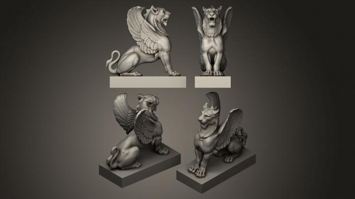 Figurines of griffins and dragons - Wood Carving of Dragon, STKG_0078. 3D  stl model for CNC